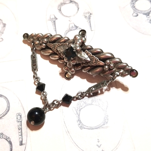 SORRELLI Vintage Mourning Revival Brooch - Picture 2 of 7